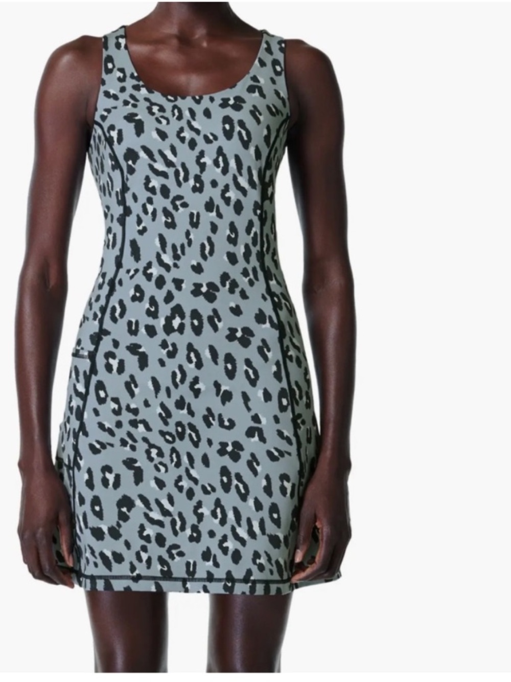 Sweaty Betty Small Dress Power Gym Dress Blue Cheetah Print built in shorts NWT